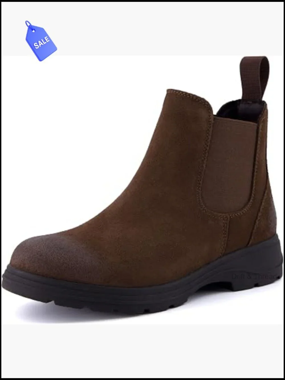 Women's Water Resistant Suede Chelsea Ankle Boots Comfortable Pull On Low Heel